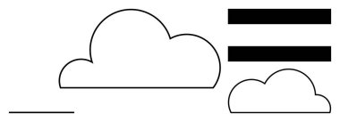 Kalın siyah bulut çizgileri yatay çizgiler ve yatay çizgiler ile eşleştirilir. Hava durumu, internet, bağlantı, bulut hesaplama, soyut tasarım, basitlik, yaratıcı kavramlar için idealdir. Basit bir daire.