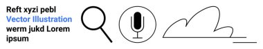 Dijital teknoloji, veri depolama, arama araçları, yapay zeka ses komutları, bulut hesaplama, sanal altyapı. Minimalist büyüteç, mikrofon ve bulut simgeleri. Arama araçları ve bulut hesaplama