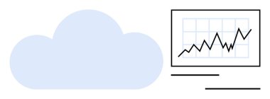 Bulut hesaplama, veri analizi, teknoloji çözümleri, iş büyümesi, performans takibi, dijital dönüşüm. Bir bulut ve yükselen büyüme tablosu. Bulut hesaplama ve veri analizi