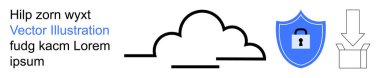 Veri güvenliği, bulut hizmetleri, dijital koruma, dosya paylaşımı, bilgi güvenliği, güvenli depo. Bulut grafiği, kilit ve indirme simgesiyle kalkan. Veri güvenliği ve bulut hizmetleri