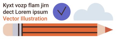 Yaratıcılık, eğitim, proje onayı, yazı, sanatsal araçlar, kavramsal tasarımlar. Büyük bir kalem, mavi işaret ve bulut. Yaratıcılık ve proje onay kavramları