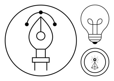 Tasarım araçları konsepti. Tasarım araçları yaratıcılık, yenilik ve markalaşma simgeleri. Dijital sanat, markalaşma, web tasarımı, pazarlama ve eğitim projeleri için tasarım araçları kullanın