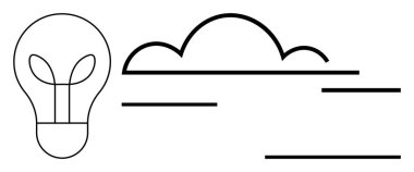 Yenilenebilir enerji, sürdürülebilirlik, çevre dostu fikirler, yenilik, temiz teknoloji, bulut hesaplama. Minimalist ampul ve bulut. Yenilenebilir enerji ve sürdürülebilirlik kavramı