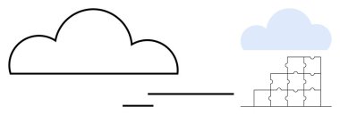 Bulut hesaplama konsepti. Bulut şekilleri ve bulmaca kalıpları bulut depolama ve bütünleşme çözümleri. Bulut hesaplaması verimliliği, takım çalışmasını ve veri senkronizasyonunu arttırır. Uygun.