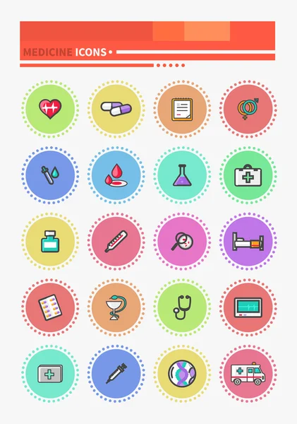 Conjunto de iconos de la medicina del esquema — Vector de stock