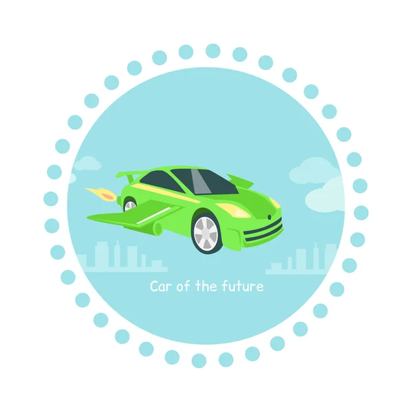 Coche del futuro Icono Piso Aislado — Vector de stock