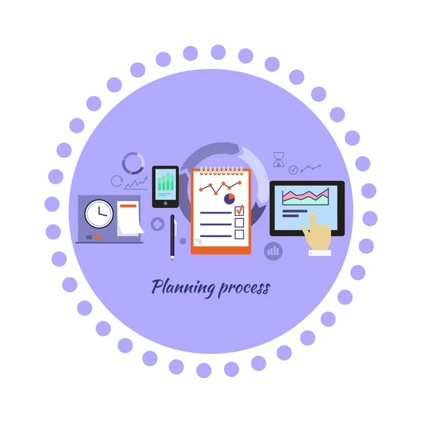 Planning Process Icon Flat Design — 스톡 벡터