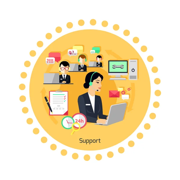 Support Concept Icon Flat Design — Stock Vector