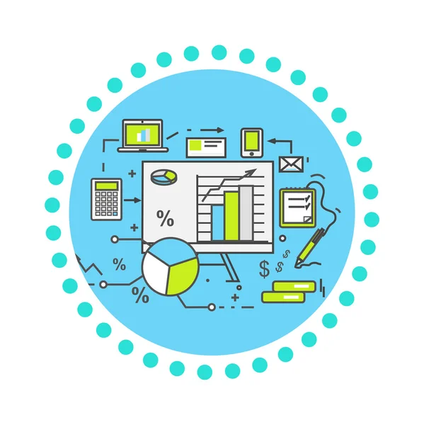 Data Analysis Icon Flat Design — Stock vektor