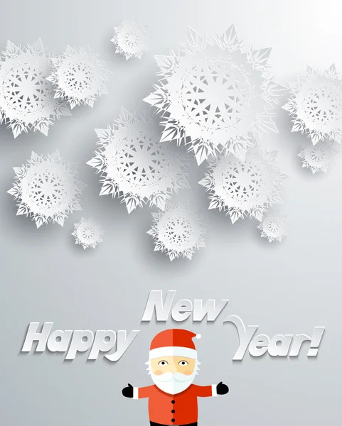 Fiocchi di neve sfondo Babbo Natale. Felice anno nuovo — Vettoriale Stock