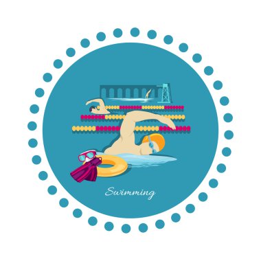 Swimming Sport Concept Icon Flat Design