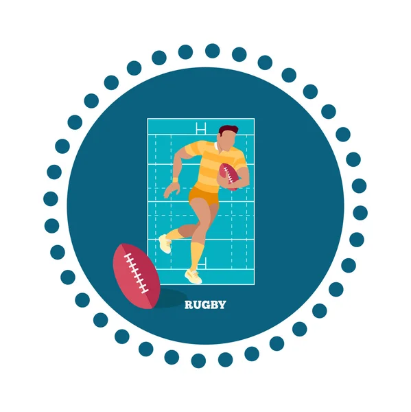 Rugby Sport Concept Icon Flat Design — Stok Vektör