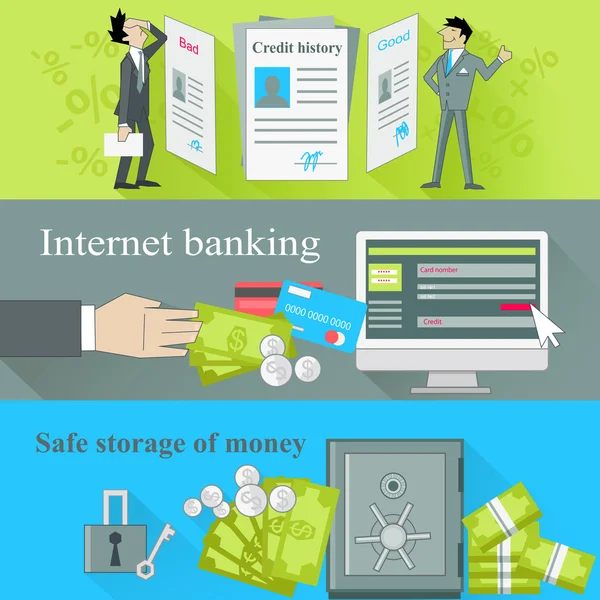 Internet Banking e dinheiro de armazenamento seguro — Vetor de Stock