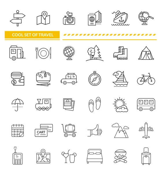 Set of Line Icon Concept Travel — Stock Vector