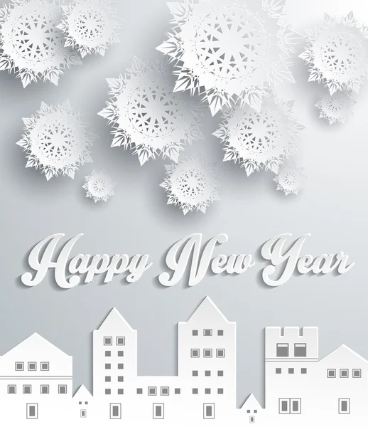 Happy New Year Snow City Design — Stock vektor