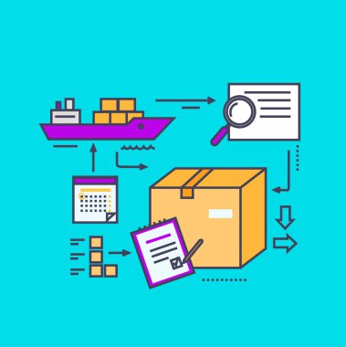 Icon Flat Style Design Maritime Shipping