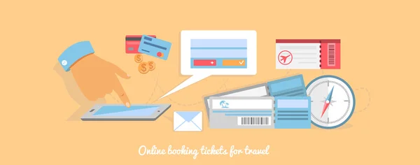 stock vector Online Booking a Ticket on Trip