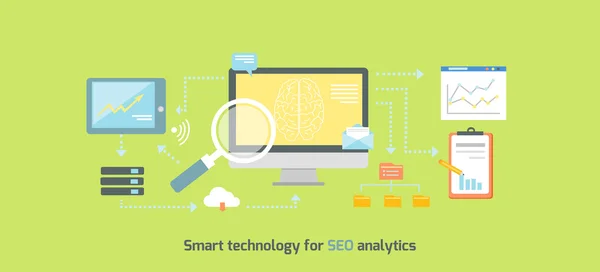 Smart Technology for SEO Analytics Icon Flat — Stockvector