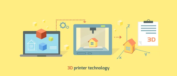 Printer Technology Icon Flat Design — ストックベクタ