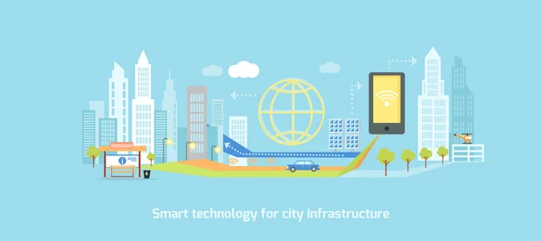 Smart Technology in Infrastructure of City — Stok Vektör