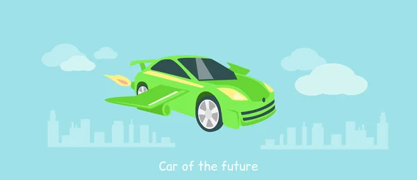 Carro do futuro ícone plana isolada — Vetor de Stock