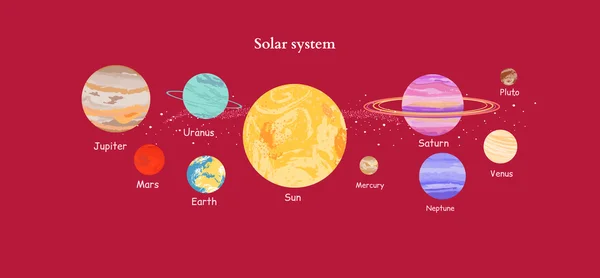 Solar System Icon Flat Design Style — Stock vektor