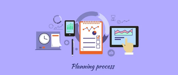Processo de Planejamento Icon Flat Design — Vetor de Stock