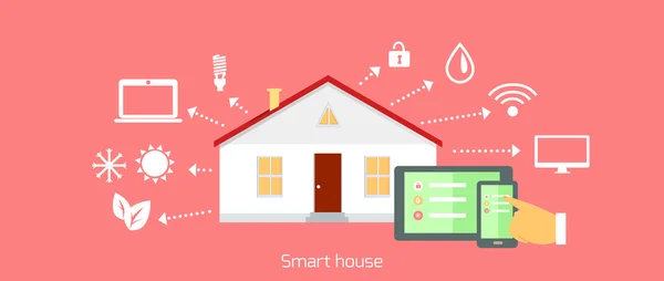 Smart House Concept Icon Flat Design — Stockvector