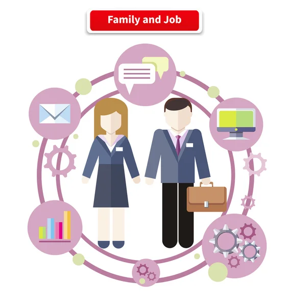 Balance Between Work and Family Life — Stock Vector