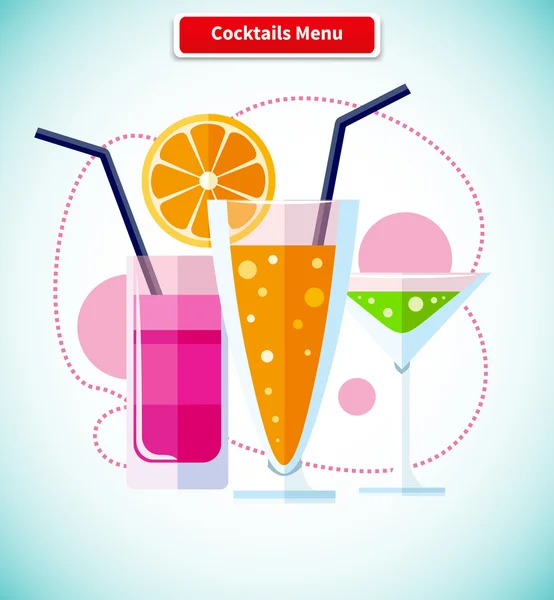 Cocktails Menu Icon Variety of Beverages — ストックベクタ