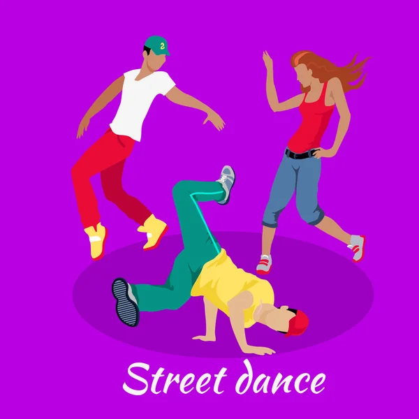 Street Dance Concept Flat Design — Stockový vektor