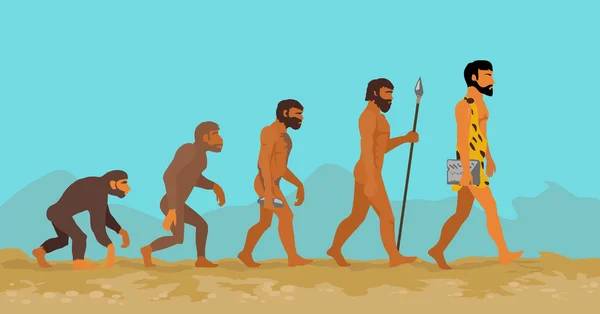 Koncept lidské evoluce od opice k člověku — Stockový vektor