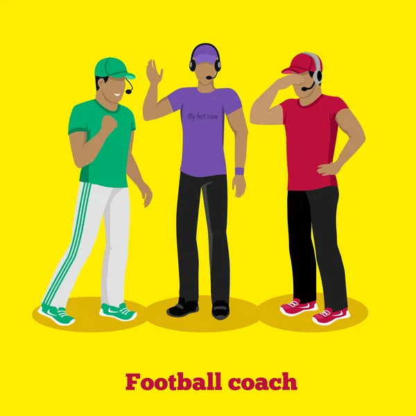 Fútbol Coach Concepto Diseño plano — Vector de stock