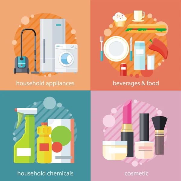 Haushalt und Getränke Lebensmittel Kosmetik — Stockvektor