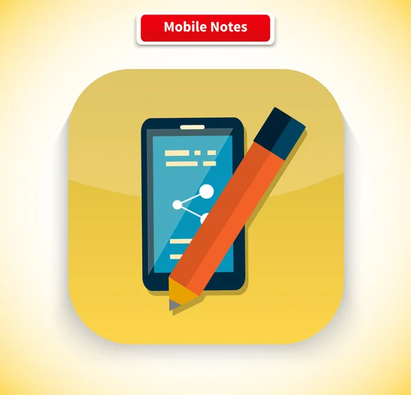 Notas móviles Icono de la aplicación Diseño de estilo plano — Vector de stock