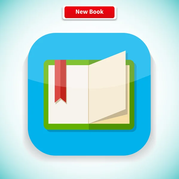 New Book App Icon Flat Style Design — Stockový vektor