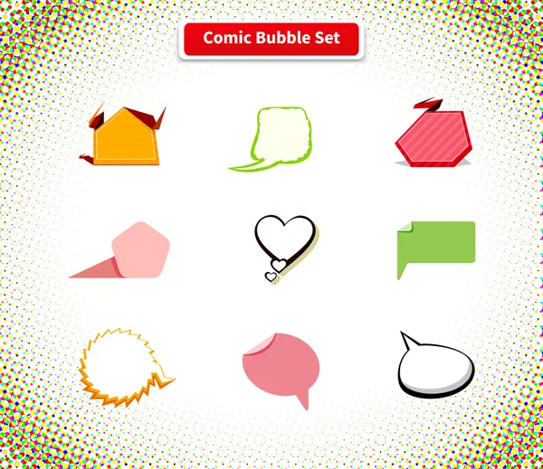 Comic Bubble Set Icon Flat Style Design — Stock Vector