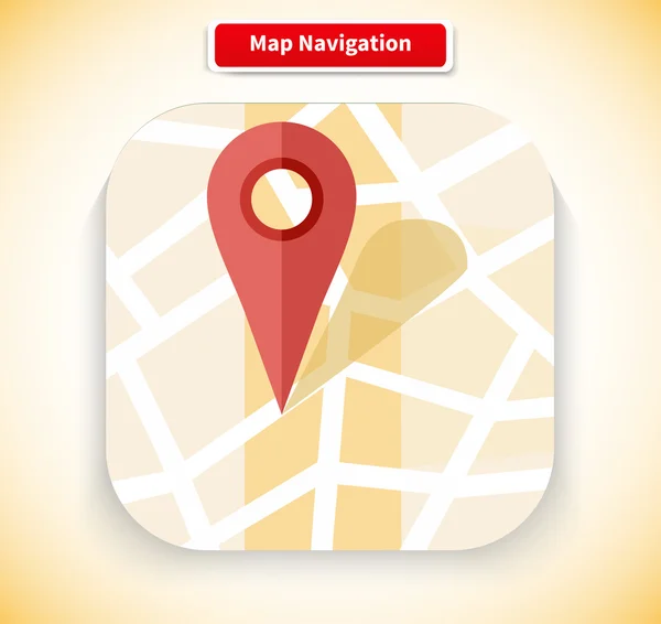 Map Navigation App Icon Flat Style Design — Stok Vektör
