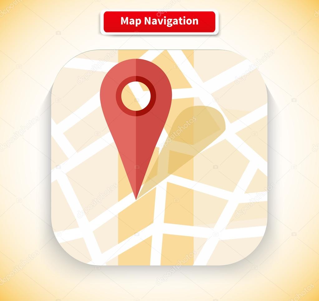 Map Navigation App Icon Flat Style Design