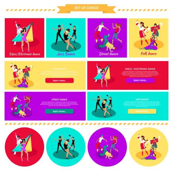 Set Street Folk Dance Jazz and Disco — Stock Vector