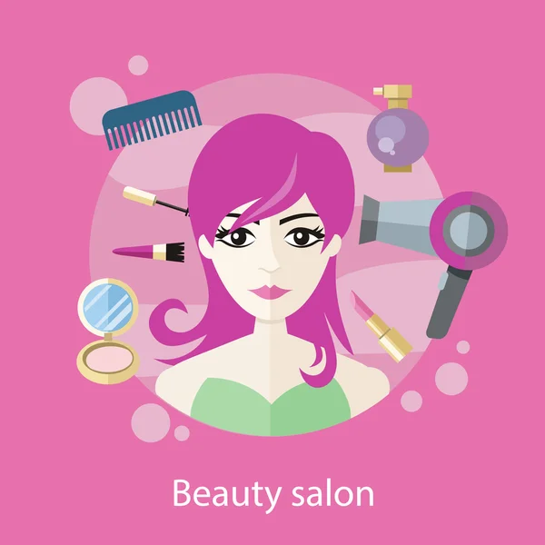 Beauty Salon Concept Flat Style Design — Διανυσματικό Αρχείο