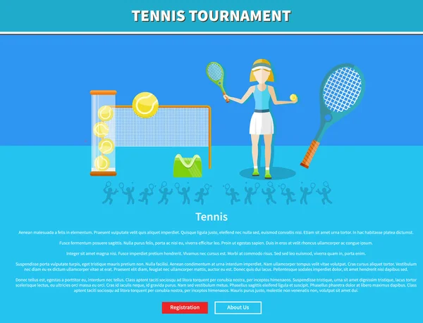Tennis and tournament web interface page — ストックベクタ