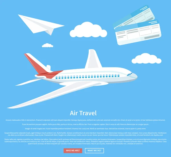 Air travel concept flying plane — Stockvector