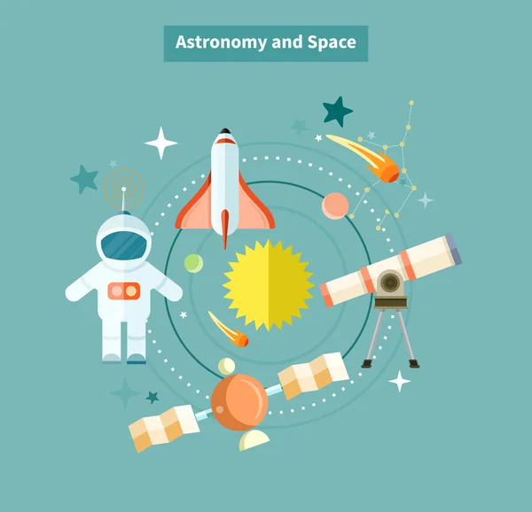 Astronomie et conception de pages Web spatiales — Image vectorielle