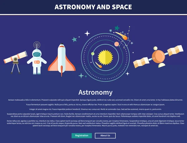 Astronomía y Diseño de Página Web Espacial — Vector de stock