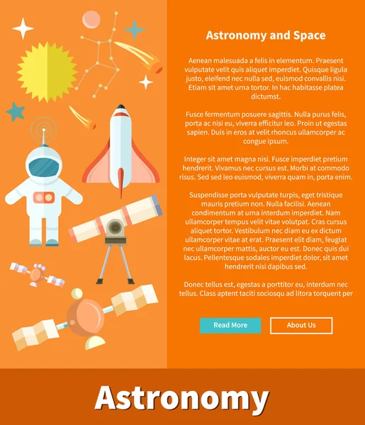 Astronomía y Diseño de Página Web Espacial — Vector de stock