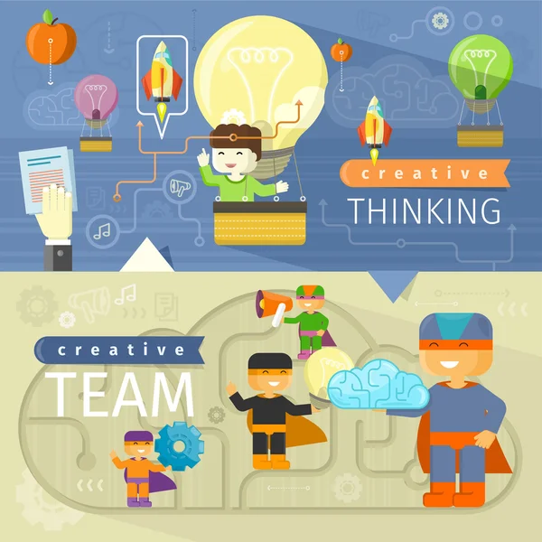 Creative thinking and creative team — 스톡 벡터