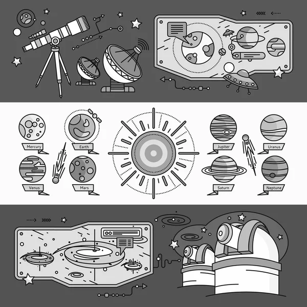 Concept Scientific Cosmos Flat Style — Stock Vector