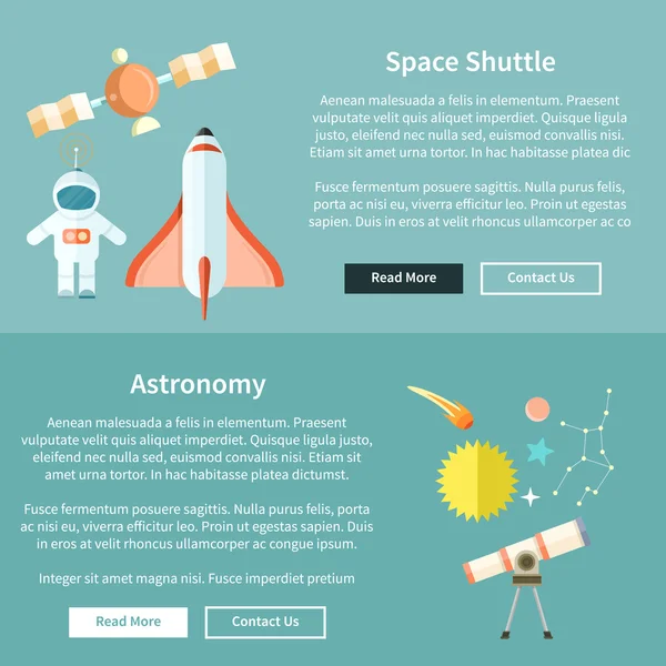 Page Web Navette spatiale et astronomie — Image vectorielle