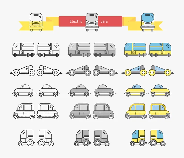 Conceito de ônibus de carro elétrico Design Linear —  Vetores de Stock